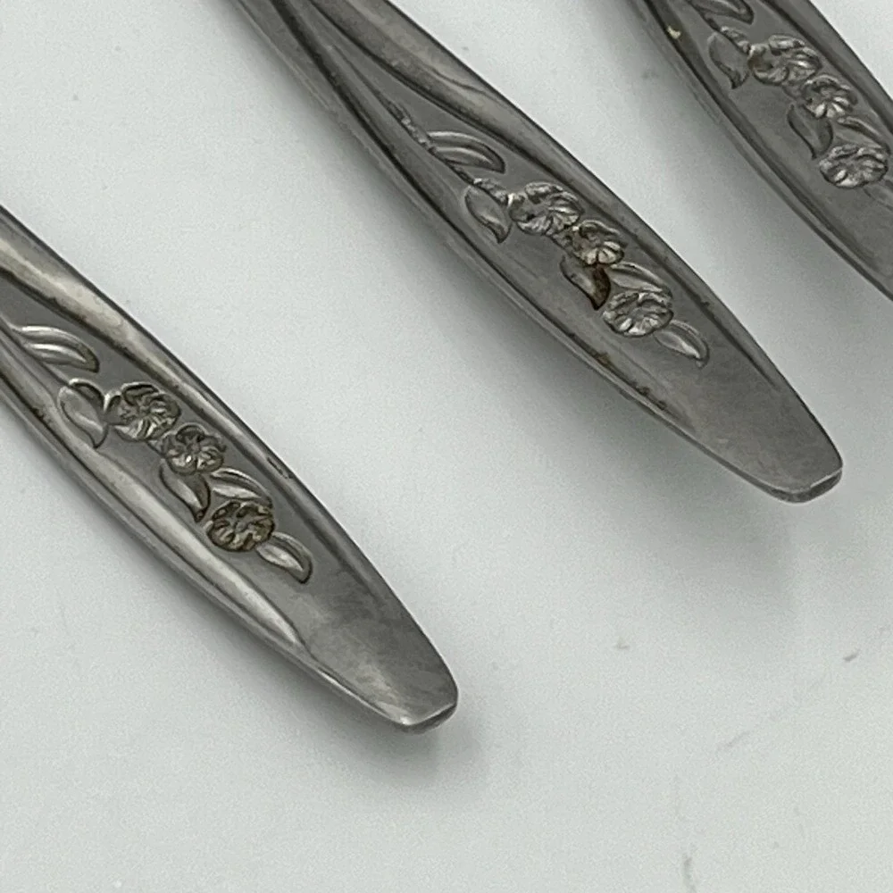 Vintage MCM Radiant Rose Superior Stainless Made In USA Set Of 6 Tablespoons